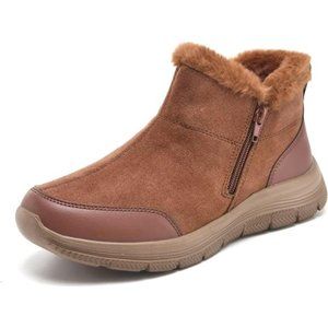 Women's Winter Ankle Fur Lined Boots Anti-Slip On Resistant Booties Shoes